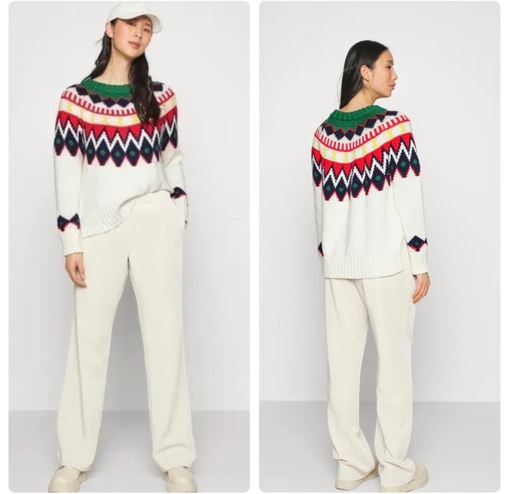 Aerie Fair Isle YOKE SKI- Jumper green multicolored  size large